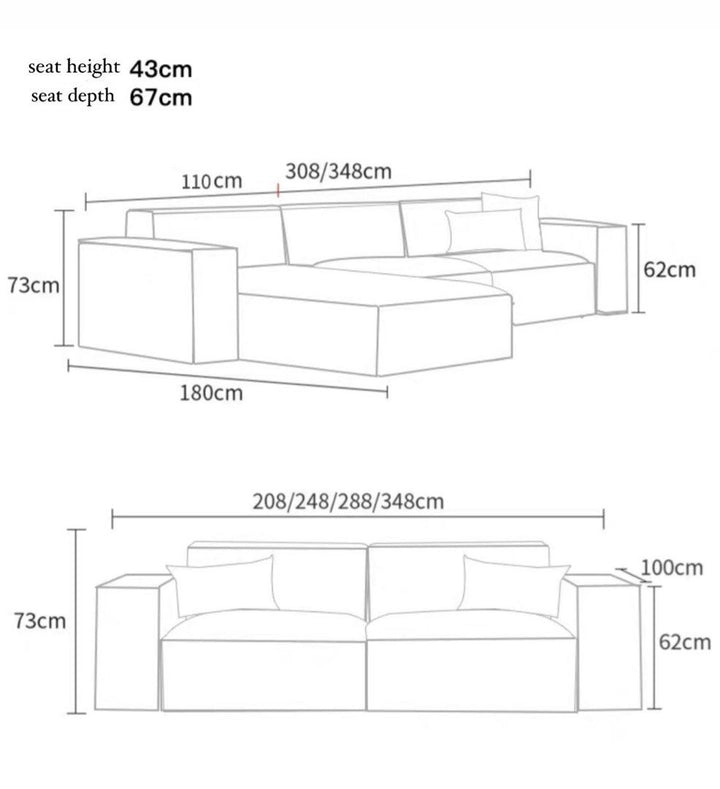 CASEN Sectional Velvet Sofa