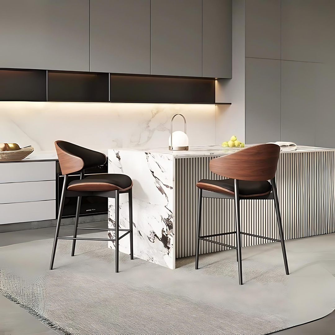 BRON Modern Leather Bar Stool