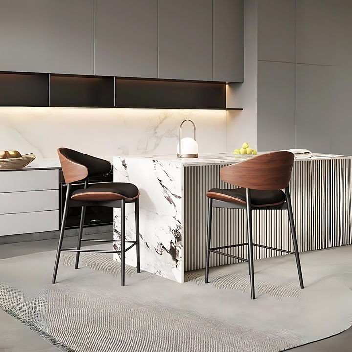 BRON Modern Leather Bar Stool