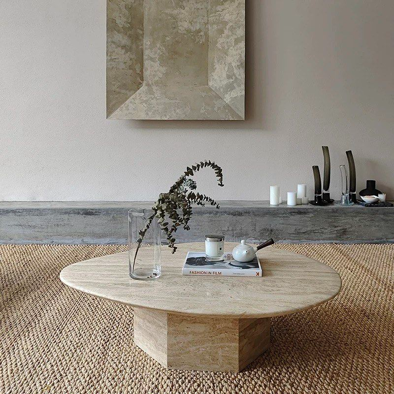 CRAIE Modern Travertine Coffee Table