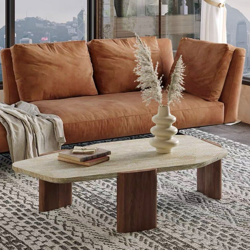 CYRUS Modern Travertine Coffee Table