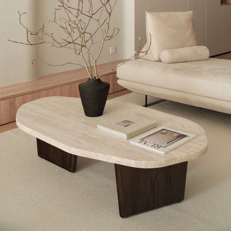 ZOLLAR Modern Travertine Coffee Table