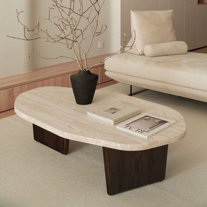 ZOLLAR Modern Travertine Coffee Table