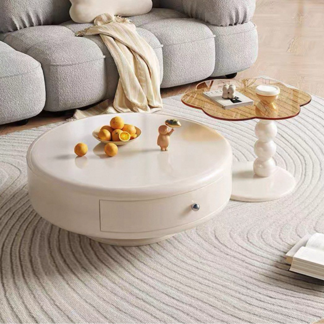 ERAEL Japandi Round Swivel Coffee Table