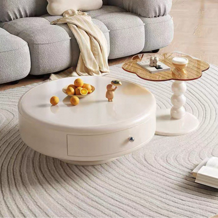 ERAEL Japandi Round Swivel Coffee Table