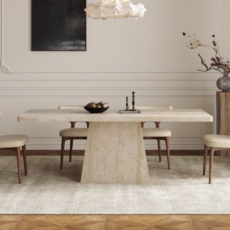 CALVERA Modern Travertine Dining Table