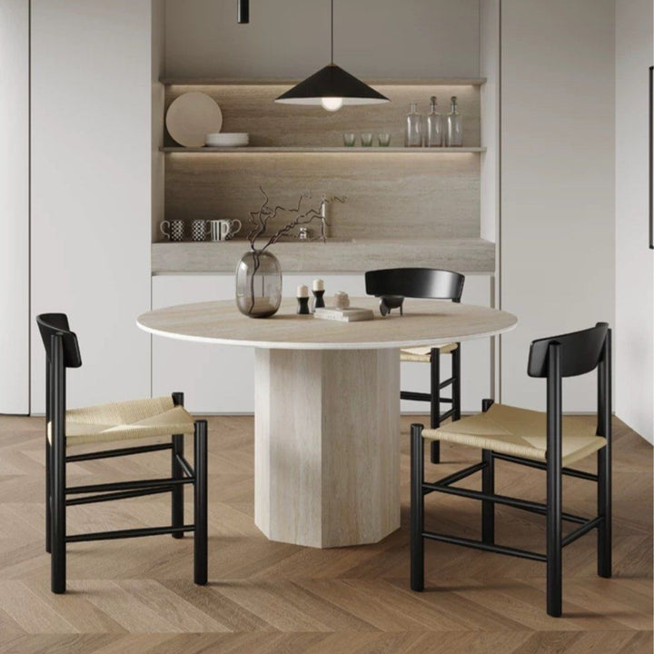SKYLAR Modern Travertine Round Dining Table