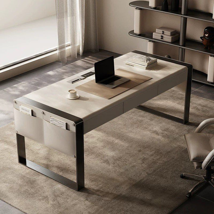 CLETUS Modern Saddle Leather Study Table