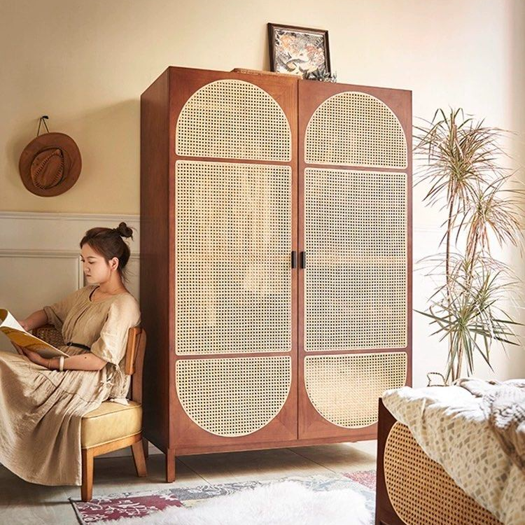 VIBIANA Vintage Rattan Wardrobe
