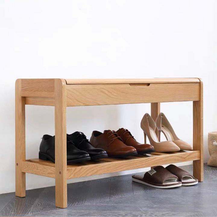 CARMINE Solid Wood Bench with Storage