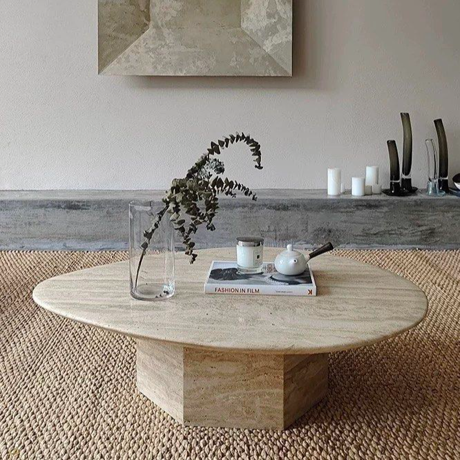 CRAIE Modern Travertine Coffee Table