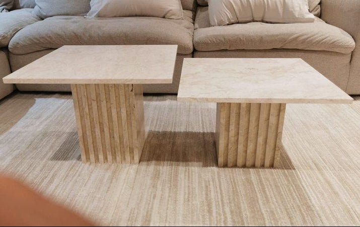 JEIAO Modern Travertine Coffee Table