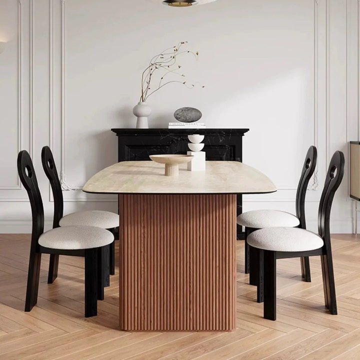 CORJAE Modern Travertine Dining Table
