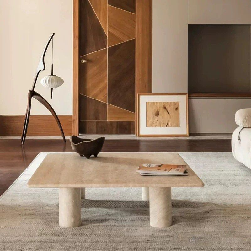 ELLIAS Modern Travertine Square Coffee Table