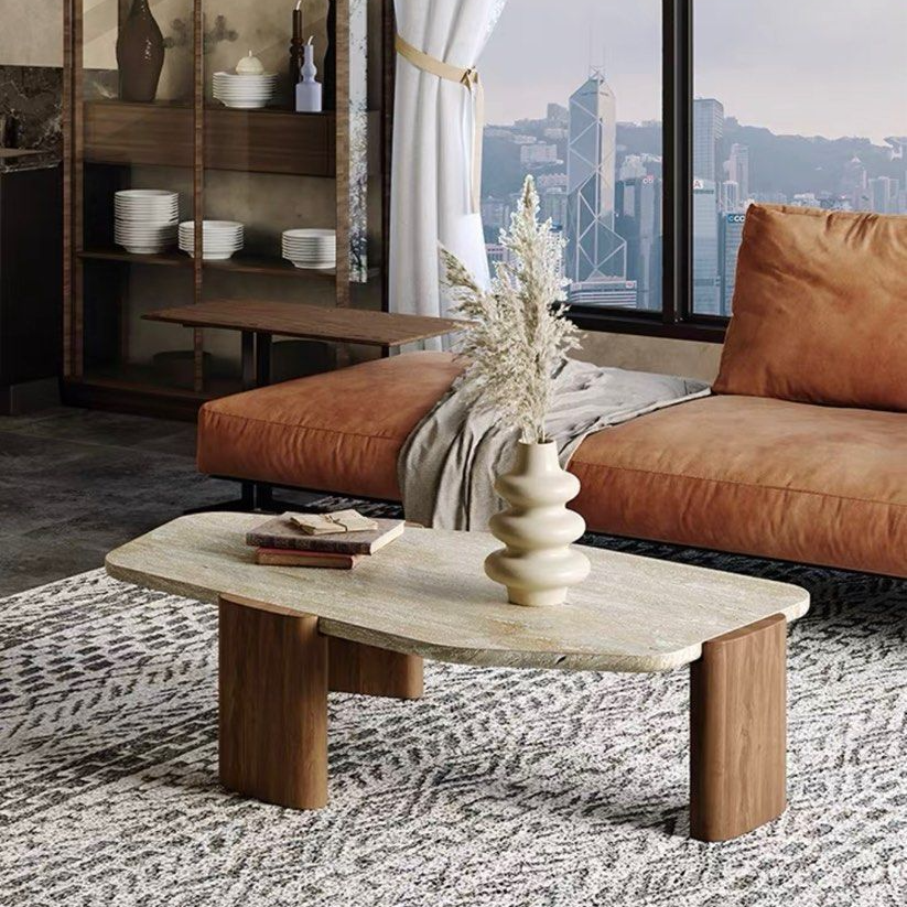 CYRUS Modern Travertine Coffee Table