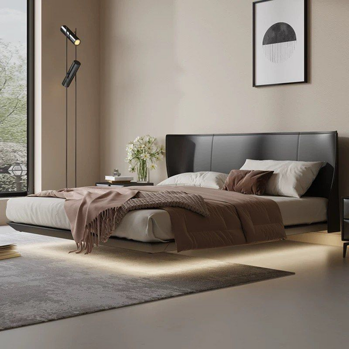CAEDTY Modern Leather Floating Bedframe