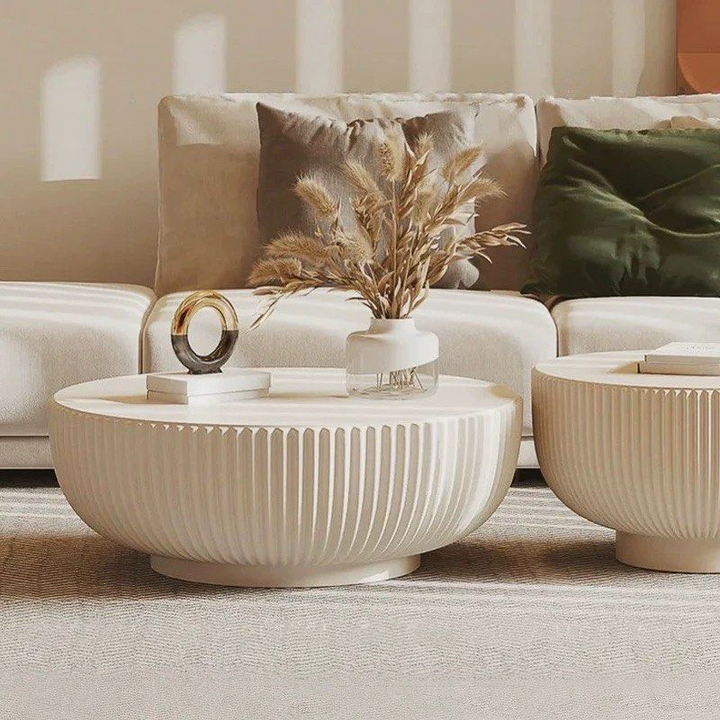 SHARLYN Modern Fluted Round Coffee Table