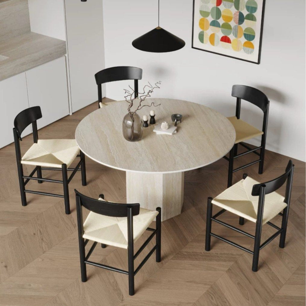 SKYLAR Modern Travertine Round Dining Table