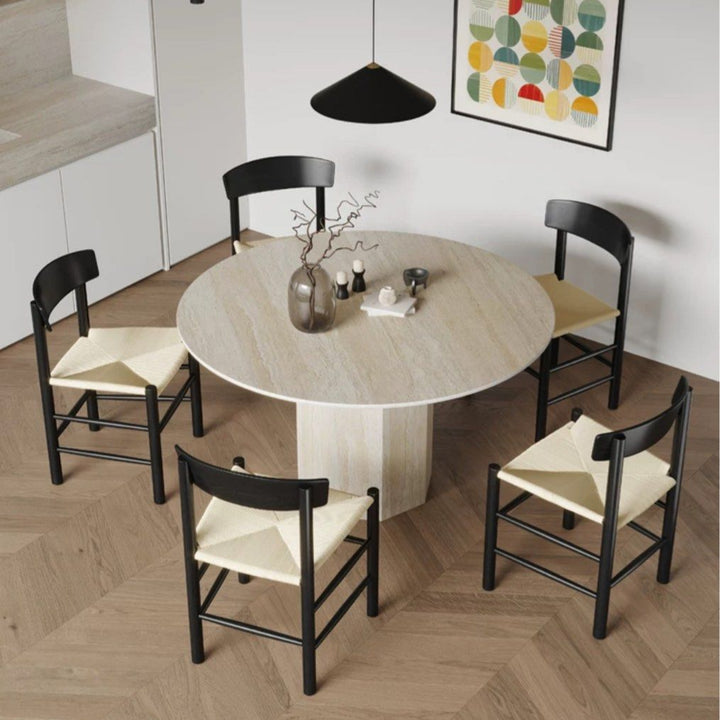 SKYLAR Modern Travertine Round Dining Table