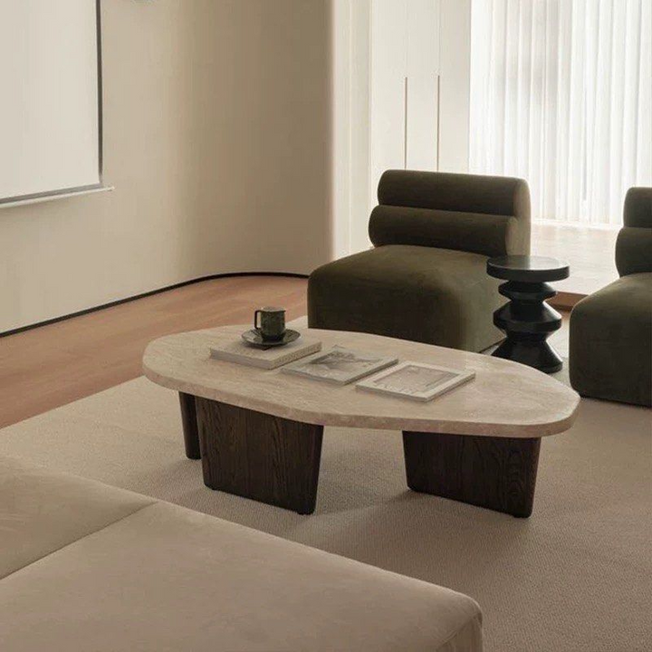 ZOLLAR Modern Travertine Coffee Table