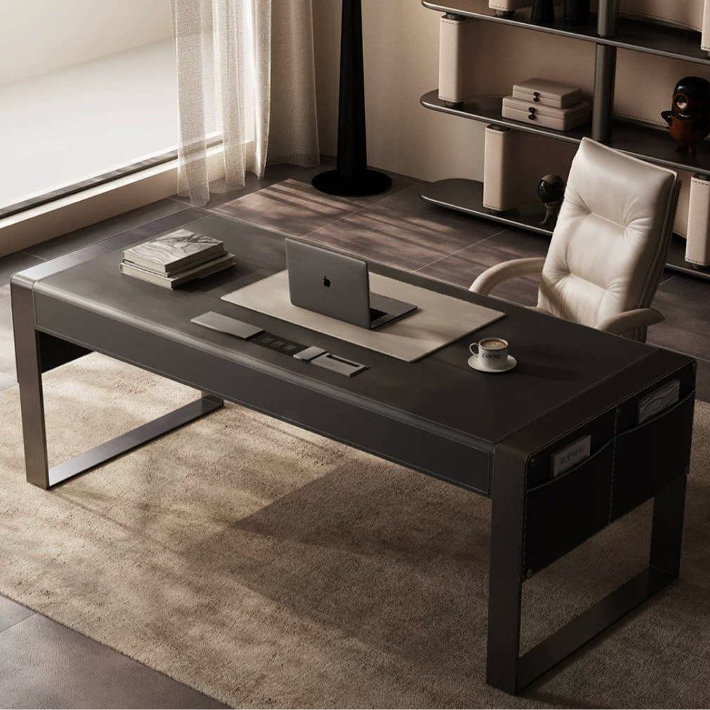 CLETUS Modern Saddle Leather Study Table