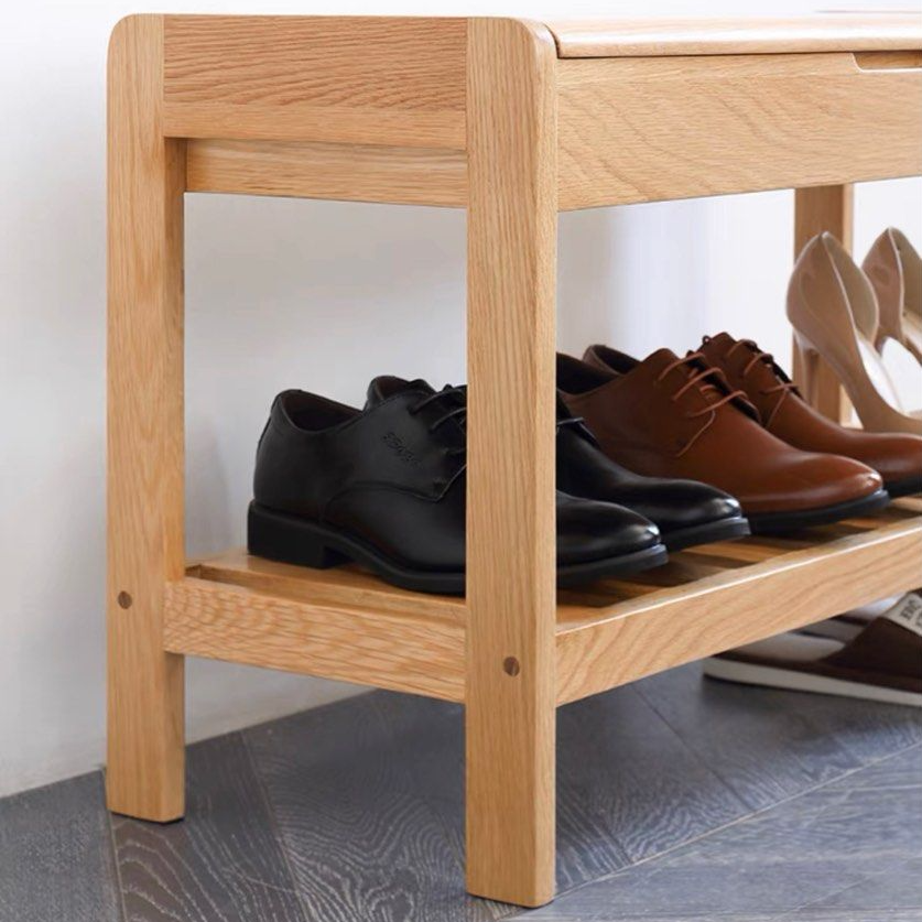 CARMINE Solid Wood Bench with Storage