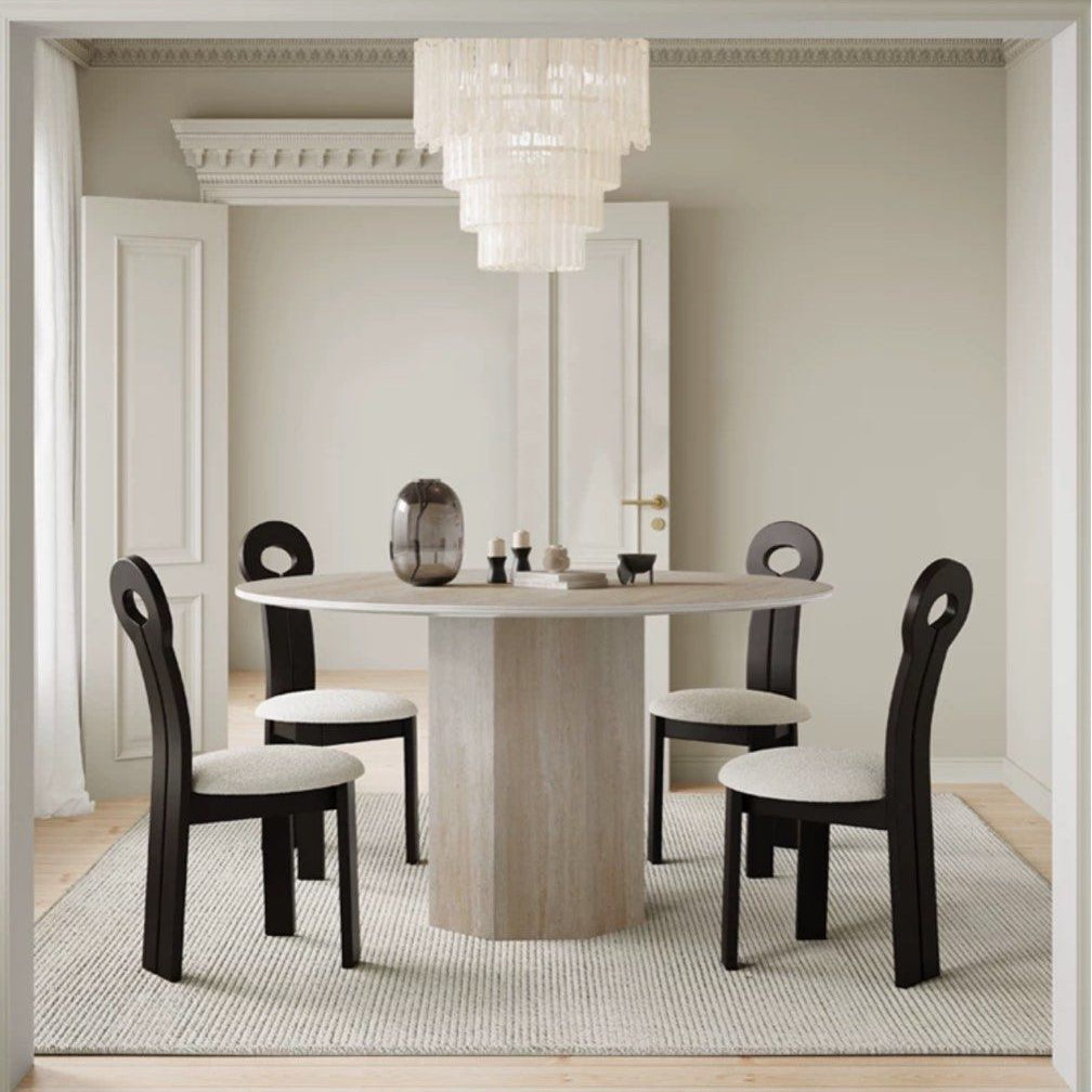 SKYLAR Modern Travertine Round Dining Table