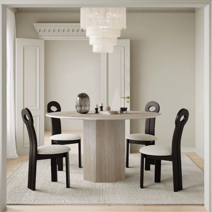 SKYLAR Modern Travertine Round Dining Table