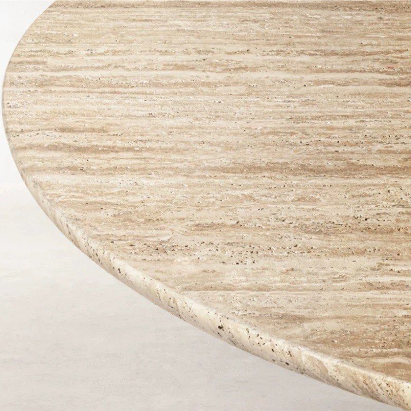 FAFLE Modern Travertine Round Coffee Table