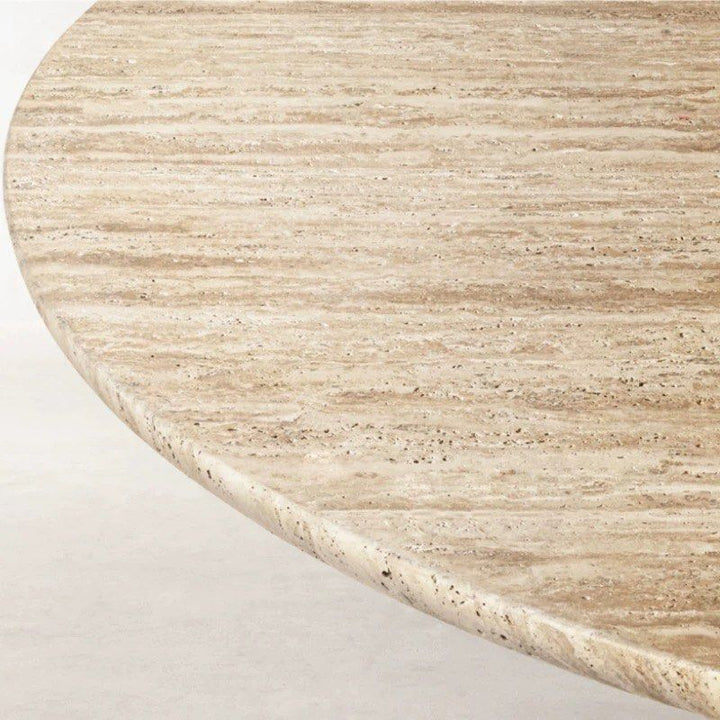 FAFLE Modern Travertine Round Coffee Table