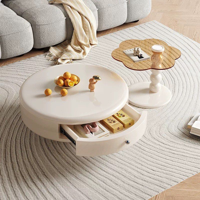 ERAEL Japandi Round Swivel Coffee Table