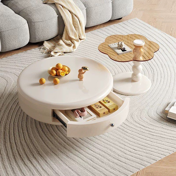 ERAEL Japandi Round Swivel Coffee Table