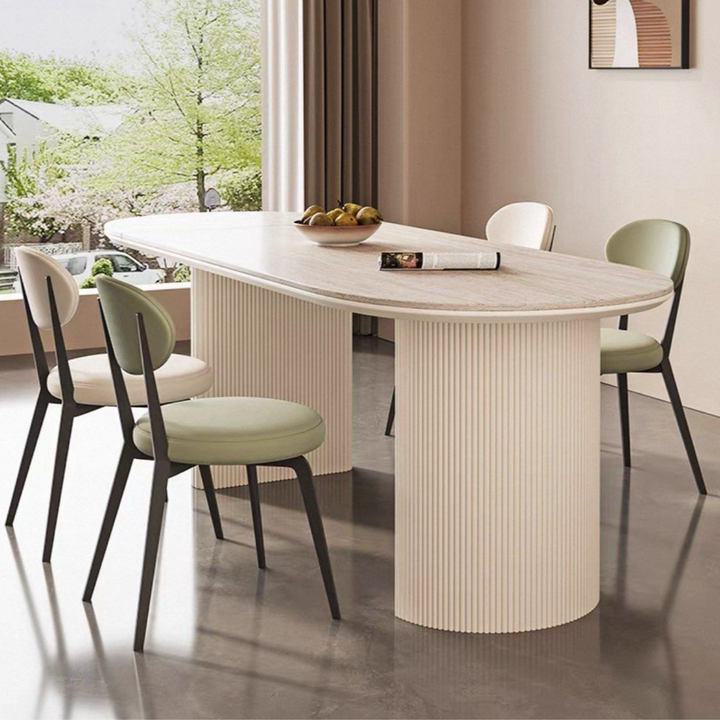 CALBERE Modern Extendable Travertine Dining Table