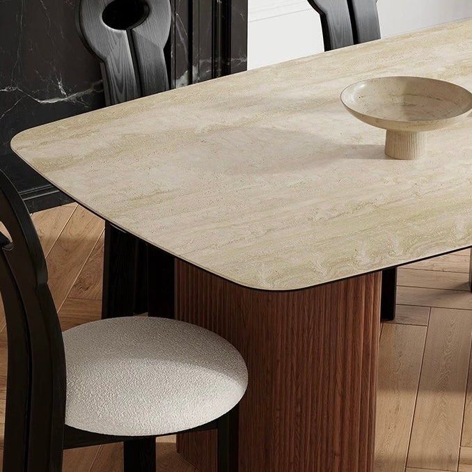 CORJAE Modern Travertine Dining Table