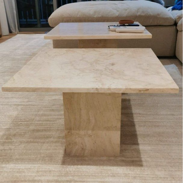 JEIAO Modern Travertine Coffee Table