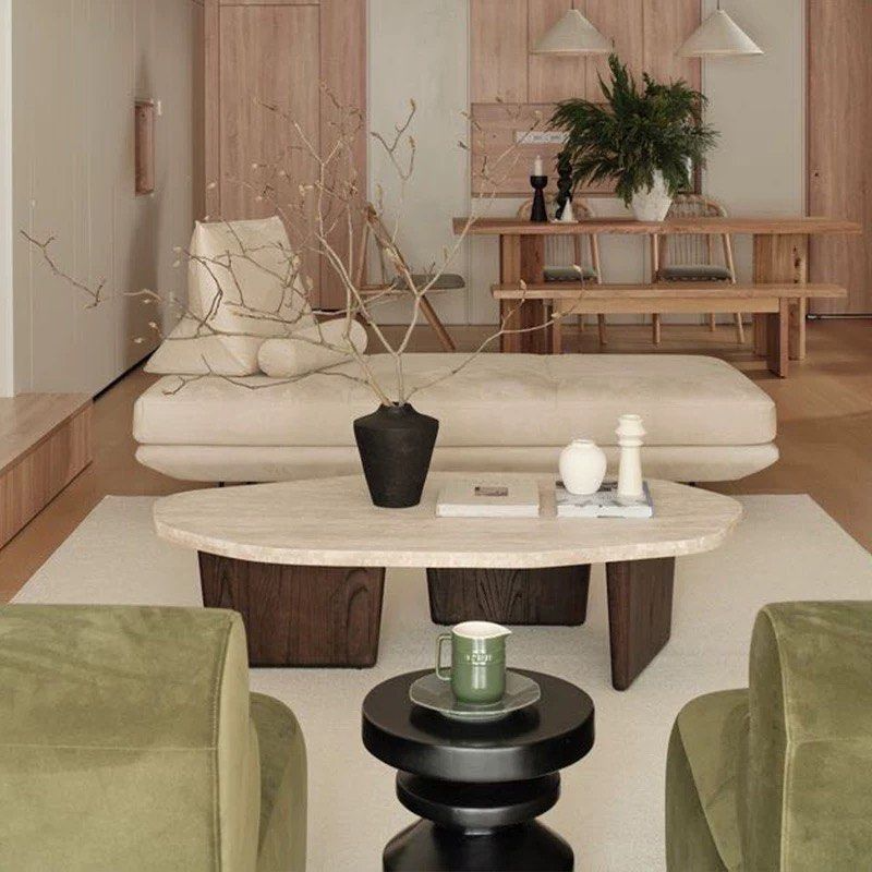 ZOLLAR Modern Travertine Coffee Table