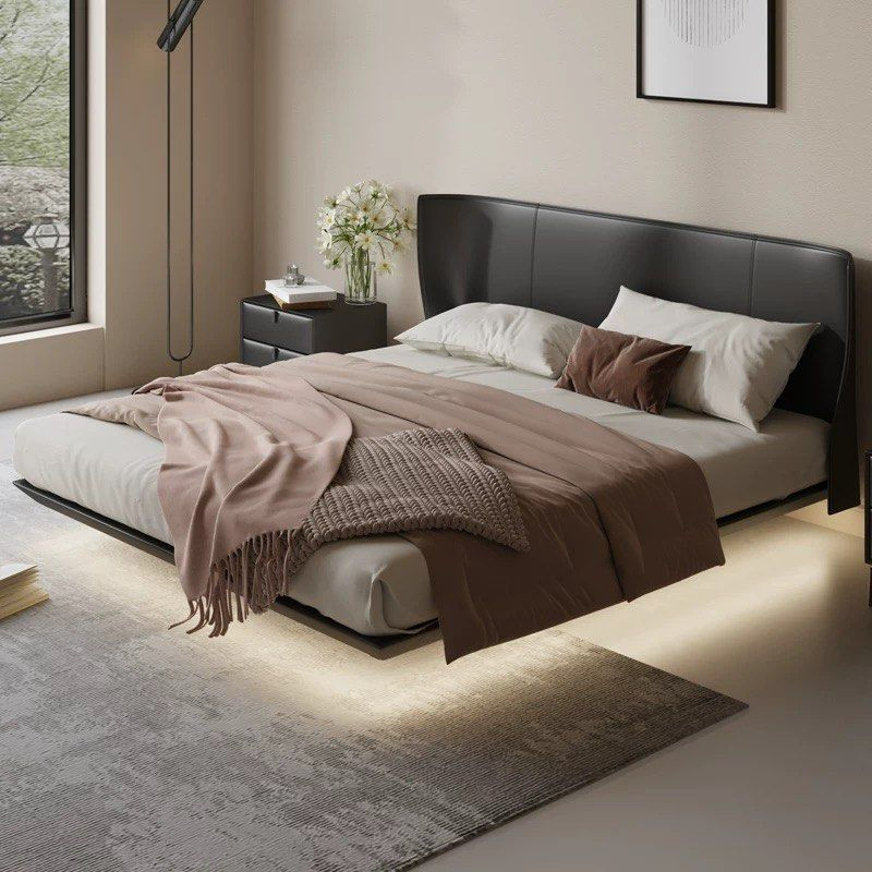 CAEDTY Modern Leather Floating Bedframe