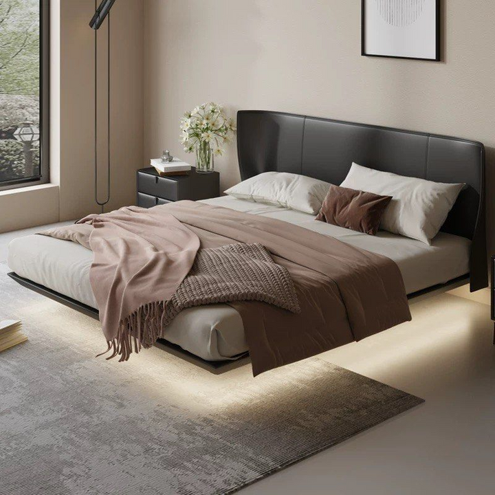 CAEDTY Modern Leather Floating Bedframe