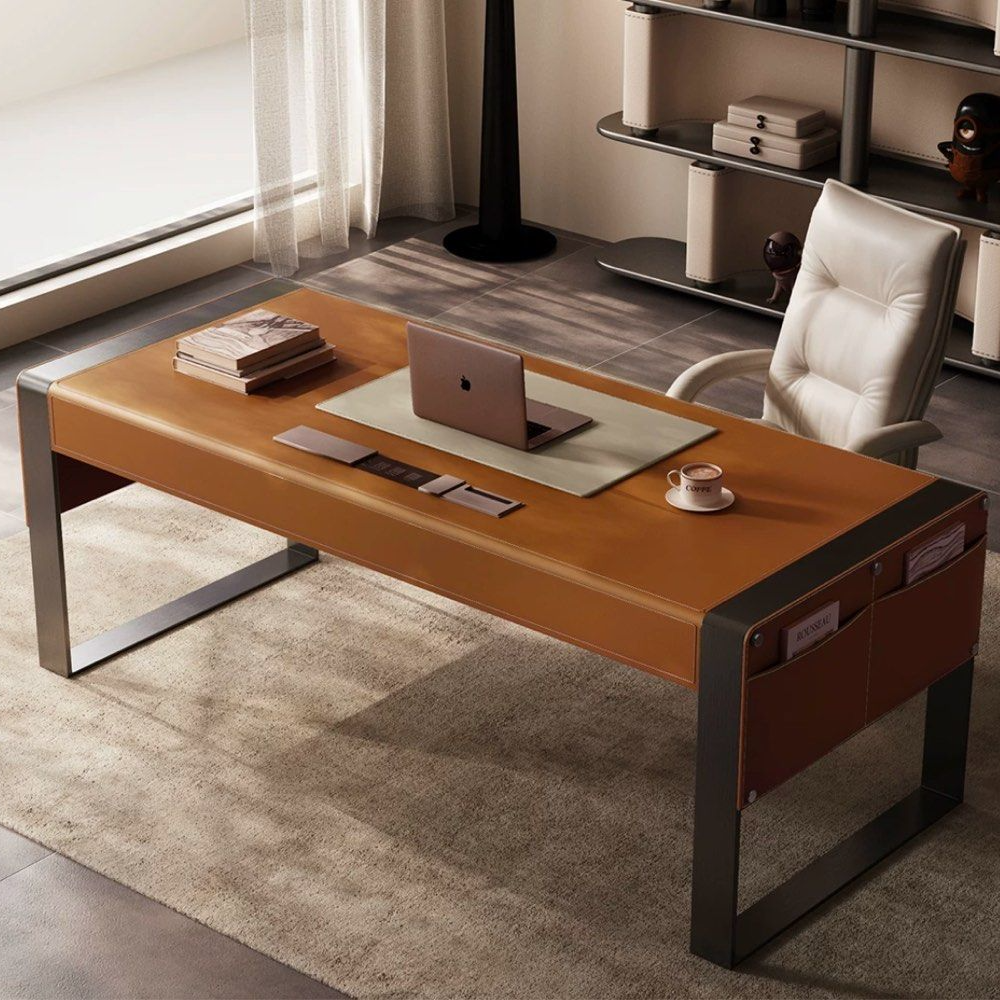 CLETUS Modern Saddle Leather Study Table