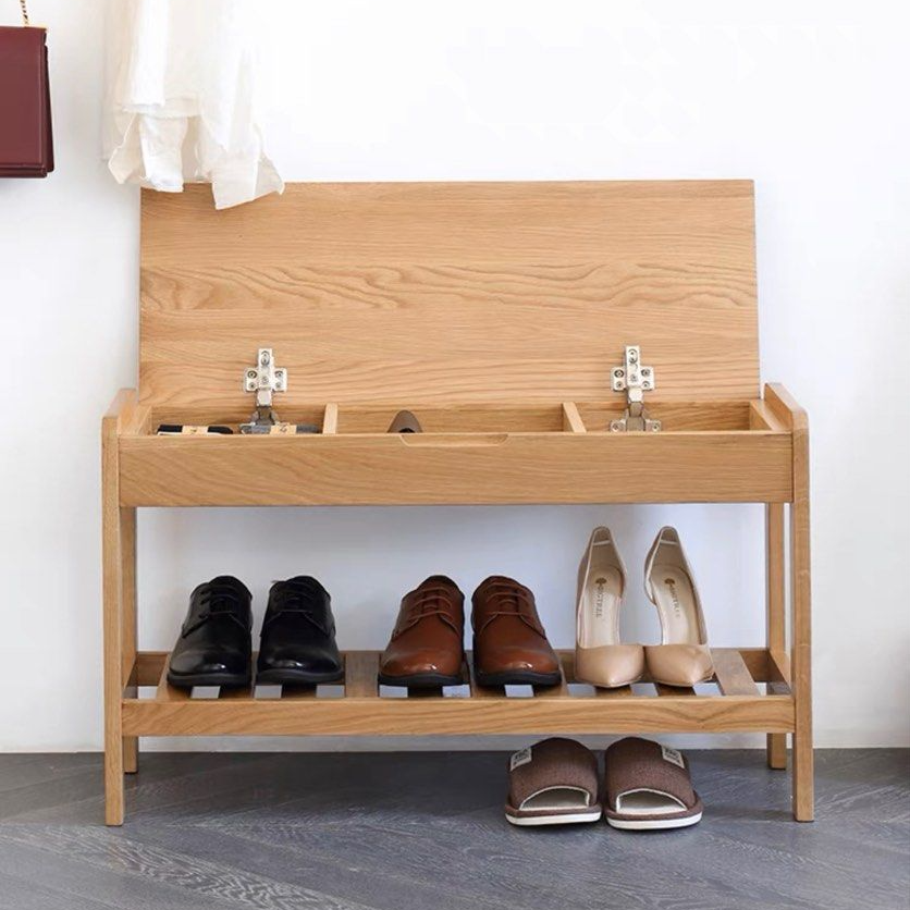 CARMINE Solid Wood Bench with Storage