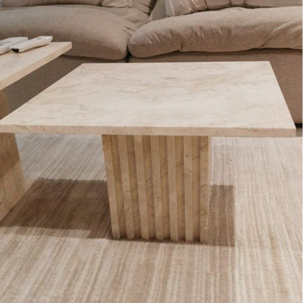 JEIAO Modern Travertine Coffee Table
