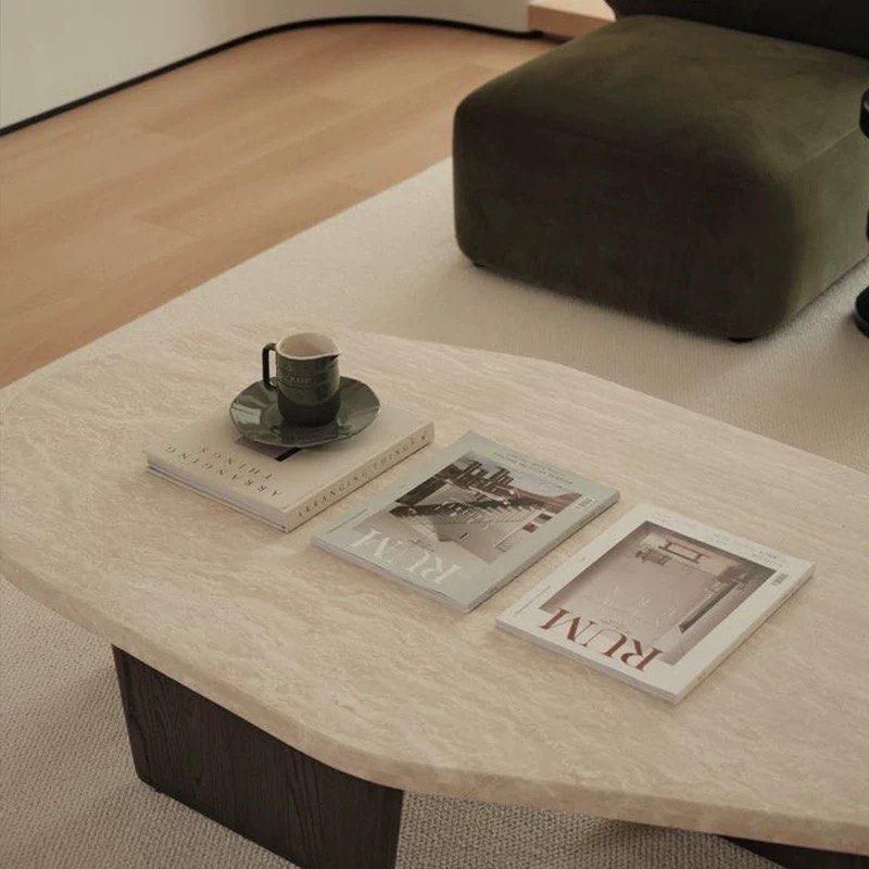 ZOLLAR Modern Travertine Coffee Table