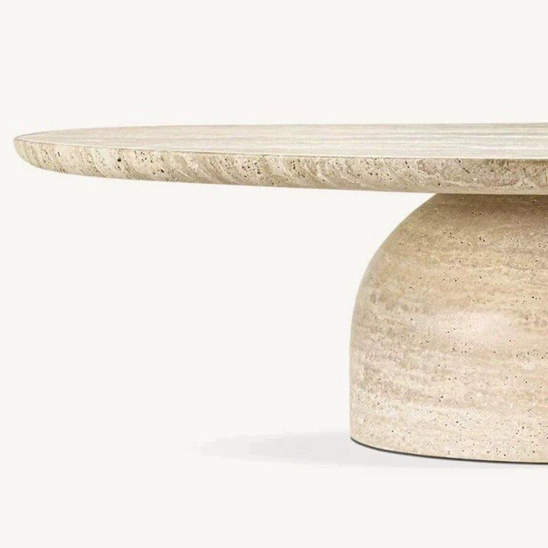 FAFLE Modern Travertine Round Coffee Table