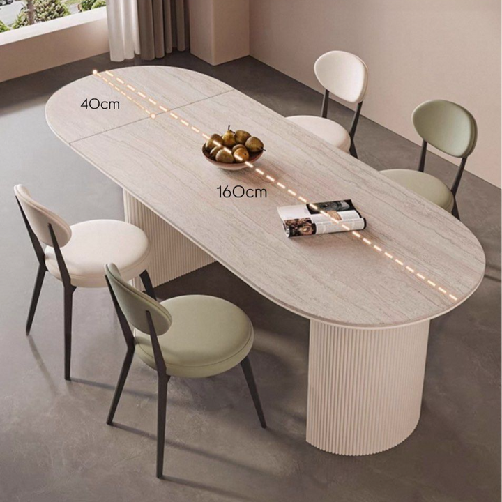 CALBERE Modern Extendable Travertine Dining Table