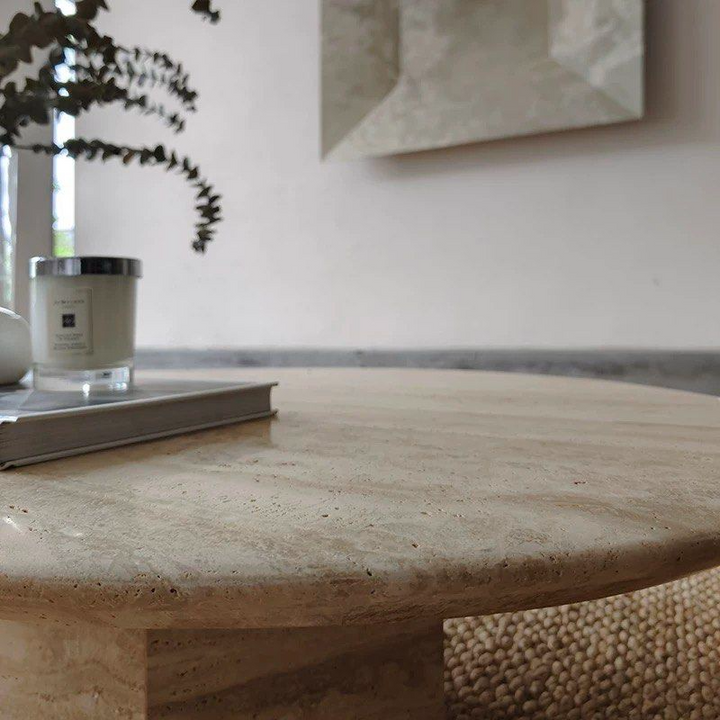 CRAIE Modern Travertine Coffee Table