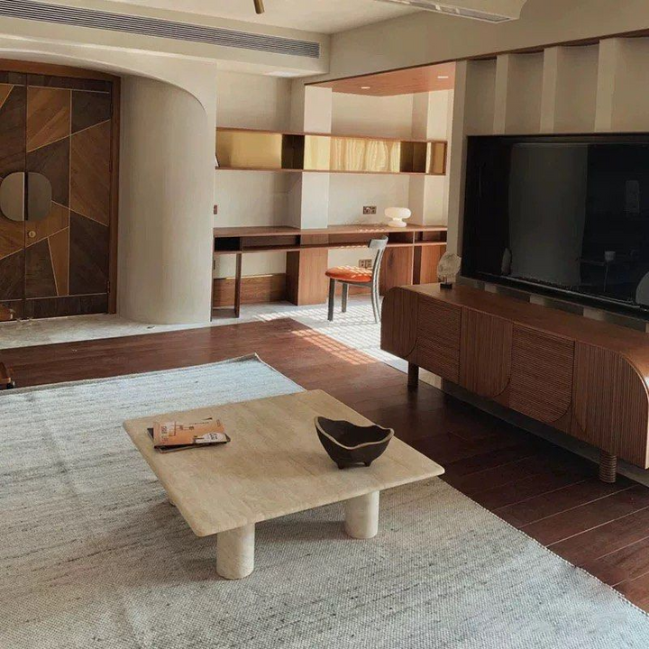 ELLIAS Modern Travertine Square Coffee Table