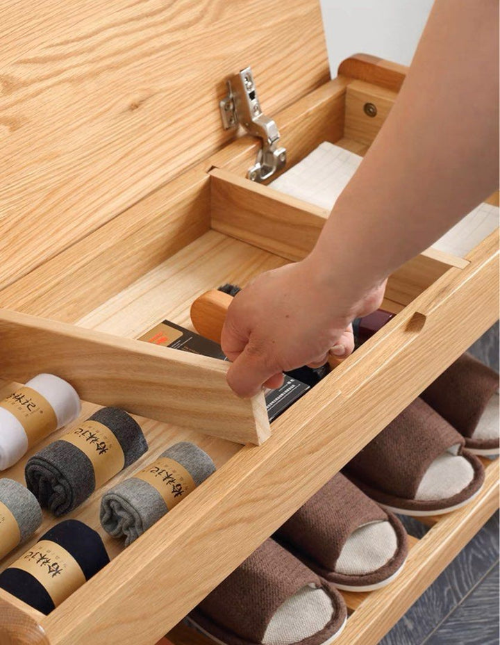 CARMINE Solid Wood Bench with Storage