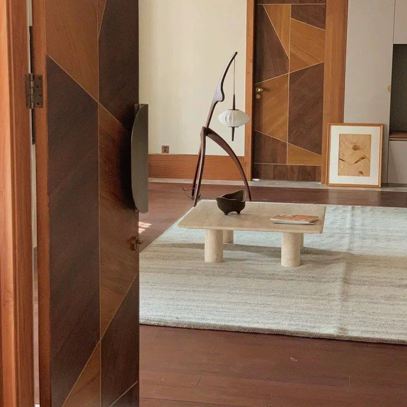 ELLIAS Modern Travertine Square Coffee Table