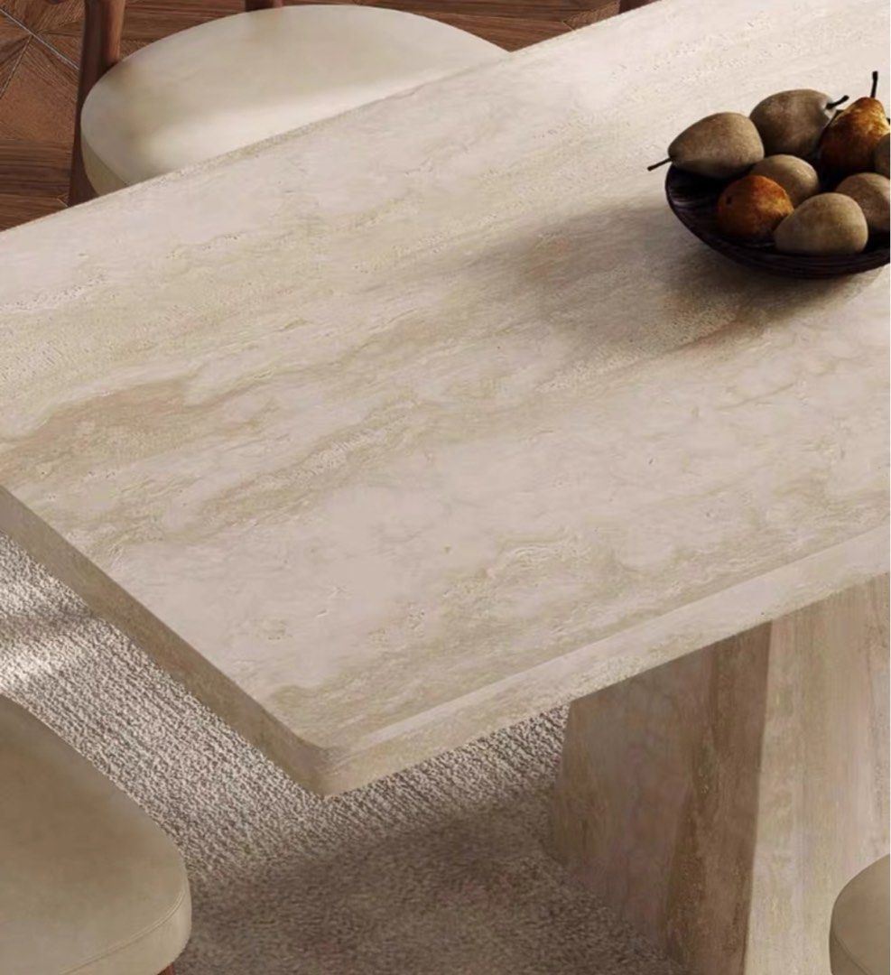 CALVERA Modern Travertine Dining Table