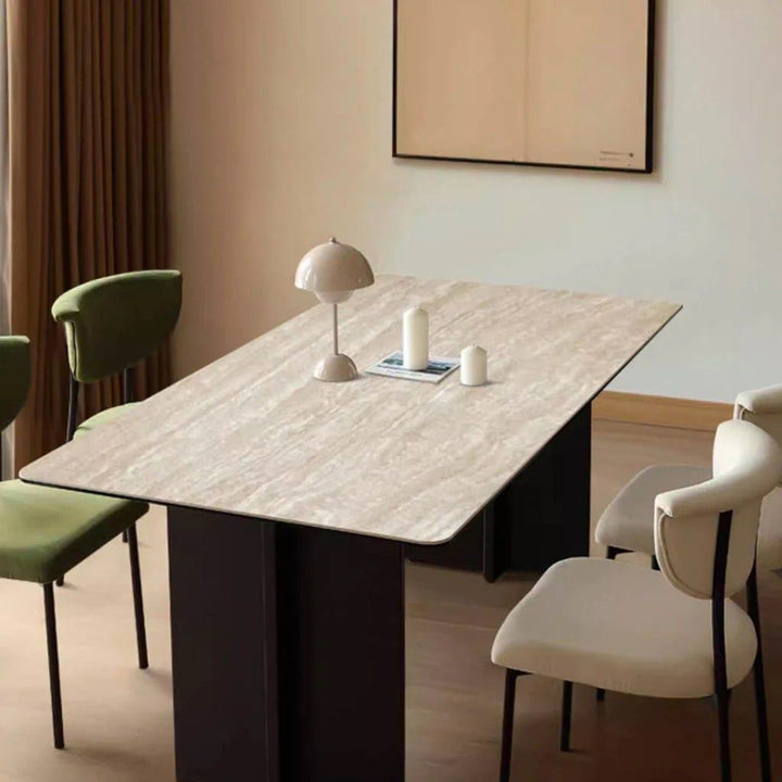TAVIA Travertine Dining Table